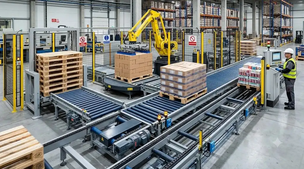 Stoły rolkowe i przenośniki paletowe wspierające automatyzację transportu palet w linii produkcyjnej
